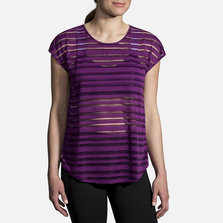 Brooks Hot Short Sleeve Running Shirt - Women's - Purple (23860-QAID)